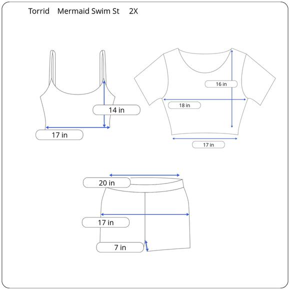 Torrid 2X Mermaid Scale Swim Set: Short Sleeve Top, Sleeveless Top, Bike Short - Picture 13 of 13